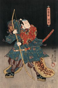 Ukiyo-e tryck av en skådespelare som spelar en samuraj av Kunisada av Utagawa Kunisada