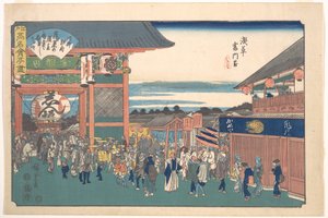 Framför Kaminarimon i Asakusa (Kameya) av Utagawa Hiroshige