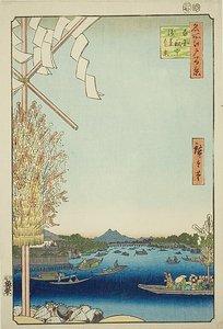 Asakusa River, Great Riverbank, Miyato River (Asakusagawa Okawabata Miyatogawa), nr 60 från serien "Hundra berömda vyer av Edo (Meisho Edo hyakkei)" av Utagawa Hiroshige