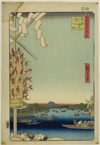 Asakusa River, Great Riverbank, Miyato River (Asakusagawa Okawabata Miyatogawa), från serien "Hundra berömda vyer av Edo (Meisho Edo hyakkei)" av Utagawa Hiroshige