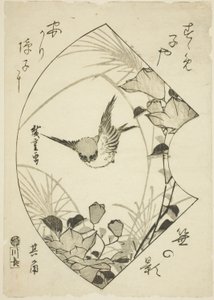Höstblomma och sparv av Utagawa Hiroshige