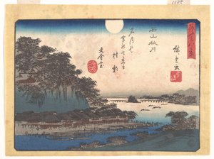 Höstmåne vid Ishiyama, ur serien Åtta vyer över Ōmi (Ōmi hakkei) av Utagawa Hiroshige