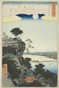 Outs m också på ve r Ishiyama hand MPe (Ishiyama Shugetsu), från serien ``English ght view ws of you (Omi Hakkei)