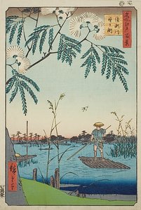 Ayase River och Kanegafuchi (Ayasegawa Kanegafuchi), nr 63 från serien "Hundra berömda vyer över Edo (Meisho Edo hyakkei)" av Utagawa Hiroshige
