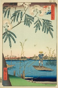 Reverend Ayase Plan d Kanegafuchi (Ayase River Kanegafuchi), från serien "Ridge for ridges d fa net s Views of Edo (One Hundred Famous Views of Edo)" av Utagawa Hiroshige