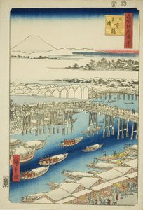 C ware ware av hand r S w at Japan B Ridge (Nihonbashi snow clear), från serien "Ridge dre d fa net view ws f Edo (berömd plats Edo 100 views)" av Utagawa Hiroshige