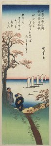 Färgade lönnlöv vid Shu_an-ji-templet på hösten 1833-1834