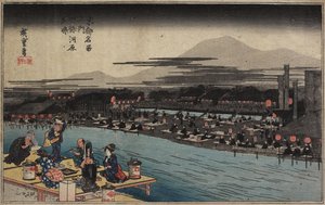 Cool of the Evening vid Shijo_ Riverbank, ca. 1834