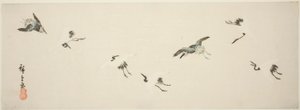 Kranar under flygning av Utagawa Hiroshige