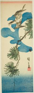 Gök, Pine Brach och Full Moon av Utagawa Hiroshige