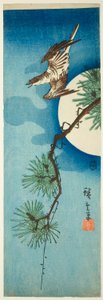 Gök, tallgren och fullmåne av Utagawa Hiroshige