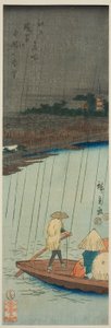 Avlägsen utsikt över Kinryuzan-templet från Asakusa-floden, från serien "Famous Places in Edo (Edo meisho)" av Utagawa Hiroshige