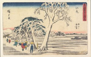 Fjärrvy över Shimizu hamn från Ejiri av Utagawa Hiroshige