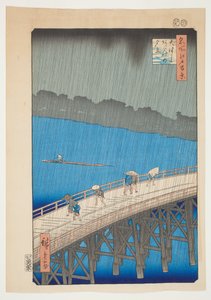 Regnskur vid Ohashi Bridge, Atake, från serien "Hundra berömda vyer över Edo" av Utagawa Hiroshige
