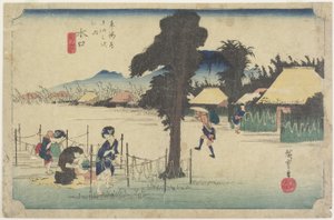 Torkning av spån från en kalebass, Minakuchi, ca. 1833