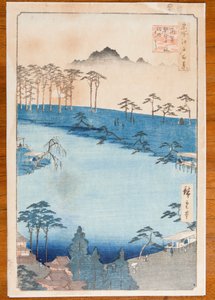 De tolv Kumano-helgedomarna i Tsunohazu, blad 64 ur serien "Hundra berömda vyer över Edo" av Utagawa Hiroshige