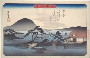 Åtta vyer över Kanazawa #3: Höstmåne i Seto av Utagawa Hiroshige