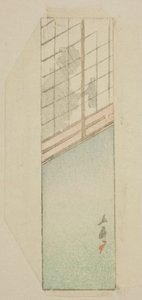 Kuvert av kvinna bakom skjutbara skärmar av Utagawa Hiroshige