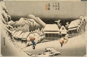 Kvällssnö i Kanbara av Utagawa Hiroshige