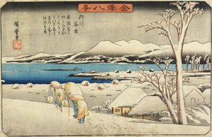 Kvällssnö vid Uchikawa, ca. 1835-1836