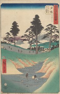 Kända sevärdheter längs de femtiotre stationerna av Utagawa Hiroshige
