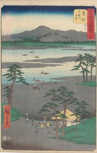 Kända sevärdheter längs de femtiotre stationerna av Utagawa Hiroshige