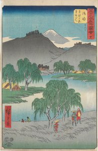 Kända sevärdheter längs de femtiotre stationerna av Utagawa Hiroshige