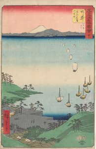 Kända sevärdheter längs de femtiotre stationerna av Utagawa Hiroshige