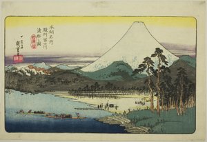 P Lovinse (bild på Fujikawa Ferry), från Teseries "Fa Nets P Backs of Japan (Honcho Famous Places)" av Utagawa Hiroshige