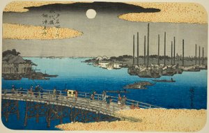 Fiskebåtar nära Eitai bridge Tsukuda fiskebåt (Eitai bridge Tsukuda fiskebåt), från serien av Utagawa Hiroshige