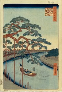 Five Pines och Onagi-kanalen Hundra berömda utsikter över Edo, 1856-1858 av Utagawa Hiroshige