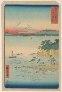Fuji från Miura, Sagami (Soshu Miura no Kaijo), ur serien Trettiosex vyer över berget Fuji (Fugaku sanjūrokkei) av Utagawa Hiroshige