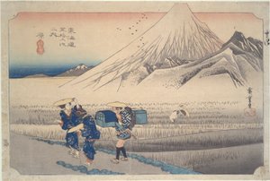 Fuji in the Morning at Hara, från serien Fifty-three Stations of the Tokaido av Utagawa Hiroshige