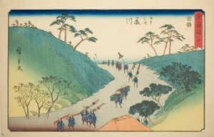 Fujikawa—av. 38, från serien "Fifty-three S tachi sound s of the urban degree (urban degree main mountain next)" av Utagawa Hiroshige
