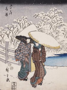 Fujisawa från serien 53 Stations of the Tokaido, 1852 (träsnitt i färg)