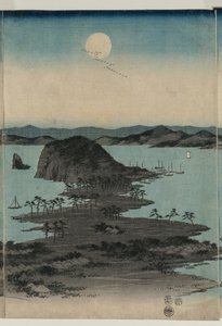 Fullmåne över Kanazawa, Musashi av Utagawa Hiroshige