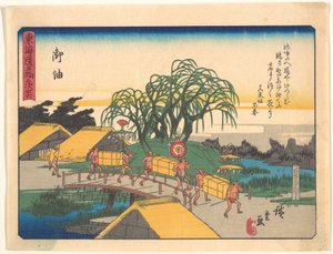Goyu, ur serien De femtiotre stationerna längs Tōkaidōvägen av Utagawa Hiroshige