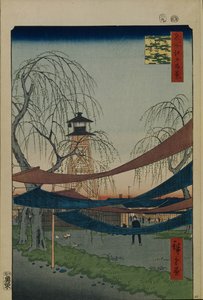 Hatsune Riding Ground i Bakuro-cho Hundra berömda utsikter över Edo, 1856-1858 av Utagawa Hiroshige