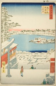 Dra l och p vy från Yushima Tenjin Shline (Yushima Tenjin Sakaue Tembo), från serien "Ridge dre d fa nets vyer av Edo (Etthundra berömda vyer av Edo)