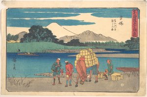 Hiratsuka: färja på Banyūfloden av Utagawa Hiroshige