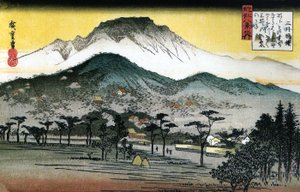 Hiroshige - 8 vyer av Omi - 4:e aftonklockan, Mii-templet av Utagawa Hiroshige