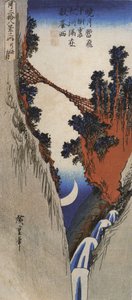 Hiroshige, En bro över en djup ravin av Utagawa Hiroshige