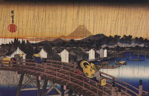 Hiroshige, En bro i regnet av Utagawa Hiroshige