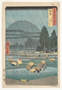 Hoki-provinsen, Ono, avlägsen utsikt över berget Daisen, 1853 (träkloss)