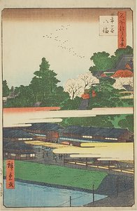 Ichigaya Hachiman Shrine (Ichigaya Hachiman), nr 41 från serien "Hundra berömda vyer av Edo (Meisho Edo hyakkei)" av Utagawa Hiroshige