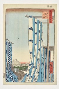 I Kandas färgarkvarter, ur serien ”Hundra berömda vyer över Edo” av Utagawa Hiroshige