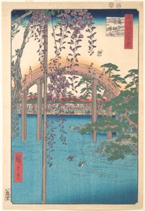 På Kameido Tenjin-helgedomens område av Utagawa Hiroshige