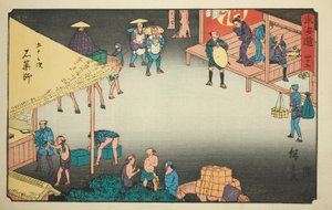 Ishi Yakushi—av. 45, från seriens "fifty-three tachi sound s of the urban degree (urban degree main mountain next)" av Utagawa Hiroshige