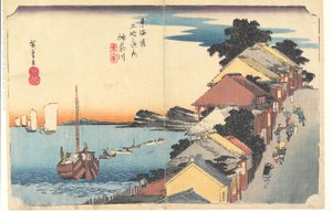Kanagawa: Utsikt över vallen av Utagawa Hiroshige