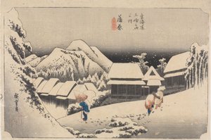 Kanbara: Nattsnö av Utagawa Hiroshige